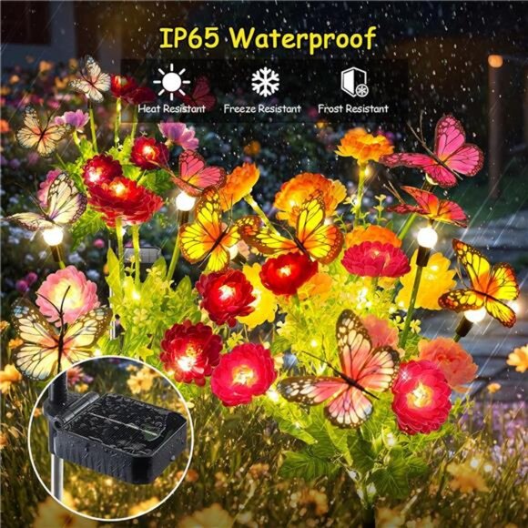3 Pack Swaying Solar Lights with 9 Butterflies & 21 Blooming Flowers - Picture 3 of 7
